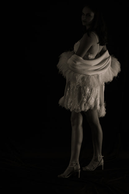 Nightfall Ostrich Feather Shawl